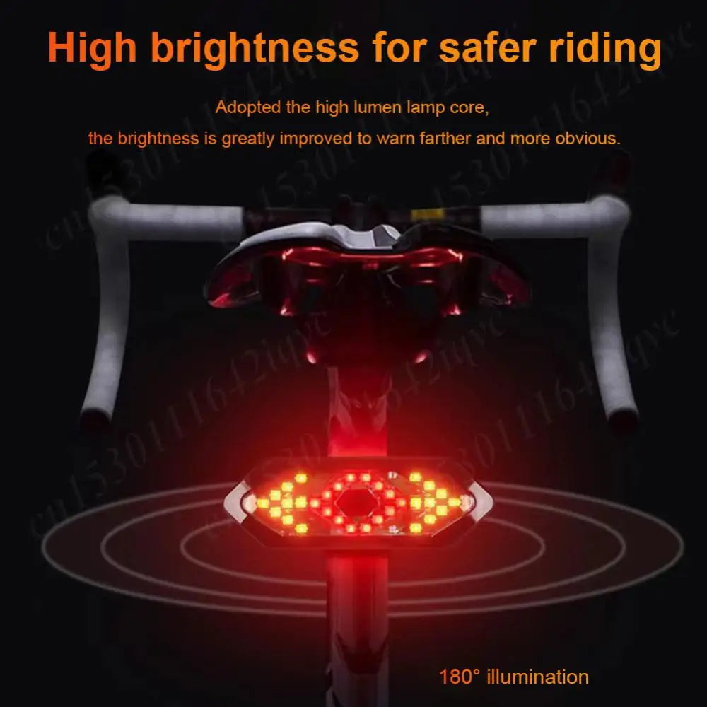 Rear USB Rechargeable LED Wireless Remote Control Bicycle Turn Signal Lamp