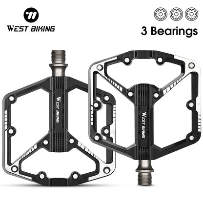 MTB 3 Bearings Anti Slip Flat Aluminum Alloy Bicycle Pedals