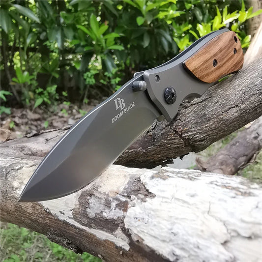 Folding Knives Tactical 8CR13MOV Blade Steel + Wood Handle Tool Knifes -Good for Hunting Camping Survival Outdoor Everyday Carry