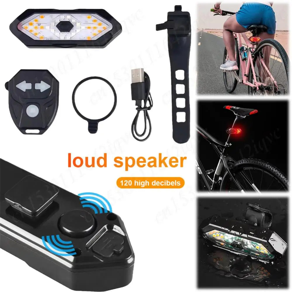 Rear USB Rechargeable LED Wireless Remote Control Bicycle Turn Signal Lamp