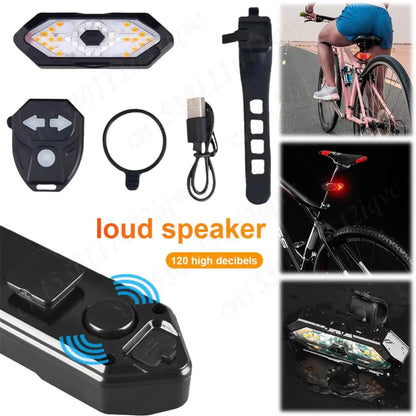 Rear USB Rechargeable LED Wireless Remote Control Bicycle Turn Signal Lamp